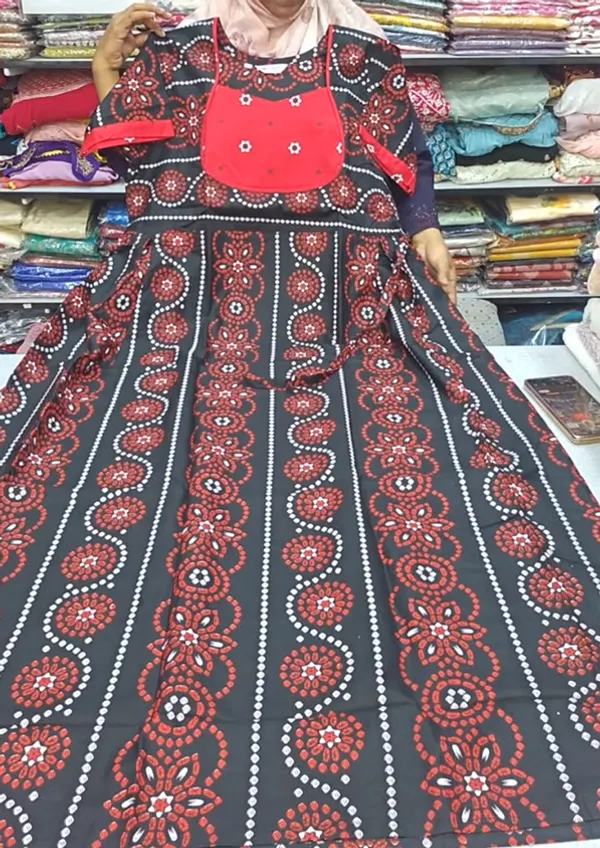 Premium Cotton Frock Style Nighty with Adjustable Rope & Side Pocket | NT3550